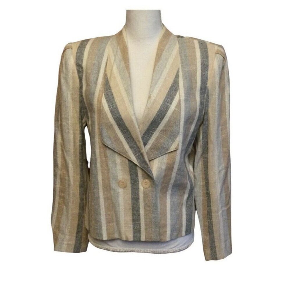 Vintage city girl Blazer Size 12 striped long sleeve button Front boyfriend